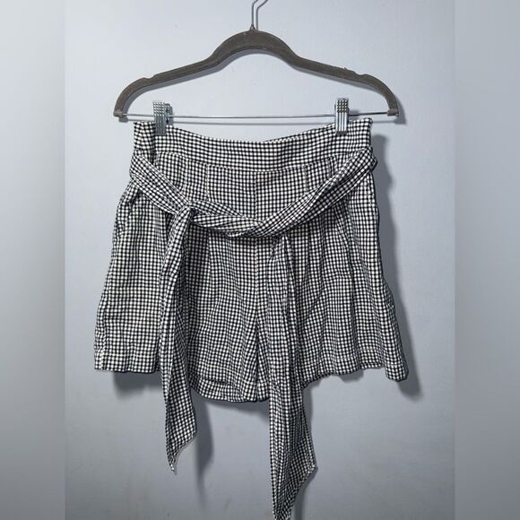ANTRHOPOLOGIE Gingham Belted Shorts by Cartonnier Deep navy & cream Size 6 EUC - Picture 2 of 8